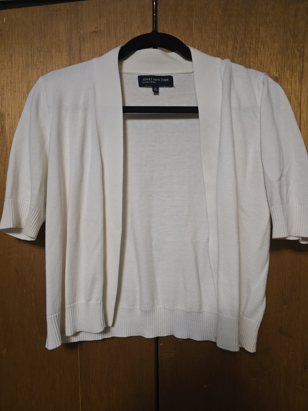 Jones New York Ivory Short-Sleeve Open Cardigan